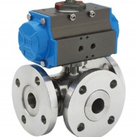 氣動(dòng)三通球閥 Q644F意威法蘭式氣動(dòng)三通球閥 上海